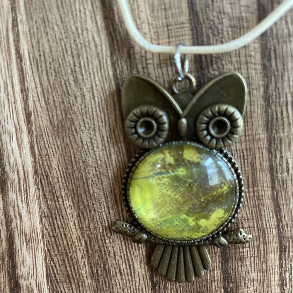 Green camo Owl Pendant